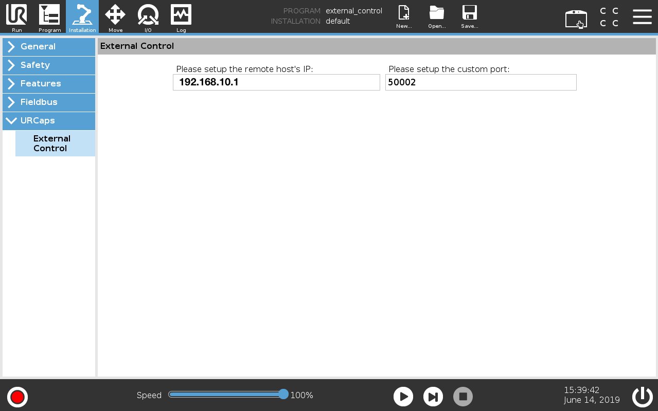 External control and IP setup