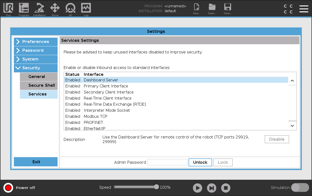 Enable Dashboard Server, Primary Client Interface and Real-Time Data Exchange